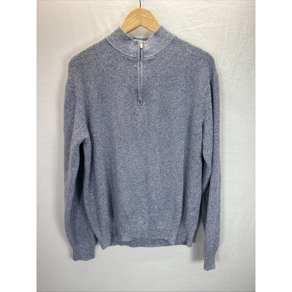 Peter Millar 1/4 Zip Pullover Blue Waffle Knit Wool Blnd Sweater Golf XL *read*